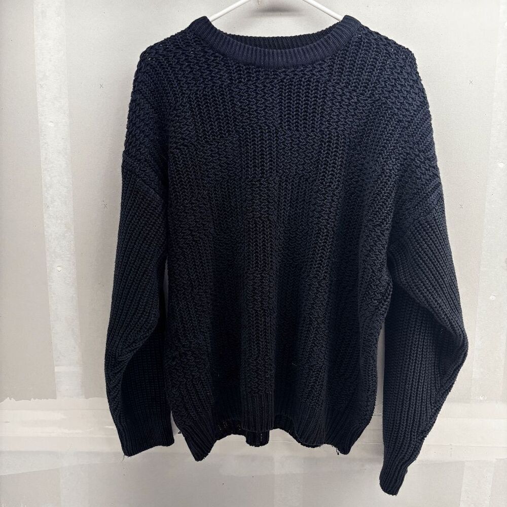 Vintage Windridge Mervyns Navy Acrylic True Cable Knit Sweater Mens XL EUC
